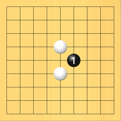 黒がノゾキを打った図。盤面図、白5の4、白5の6。進行手順、1手目・黒6の5