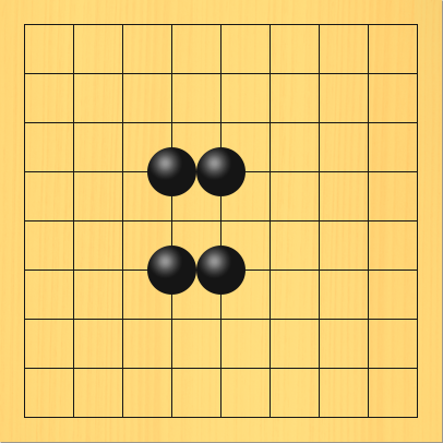 タケフの形。盤面図、黒4の4、黒5の4、黒4の6、黒5の6