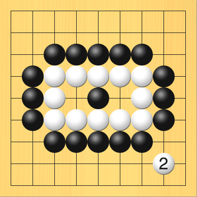 白が他の場所に打った図。進行手順、2手目・白8の8